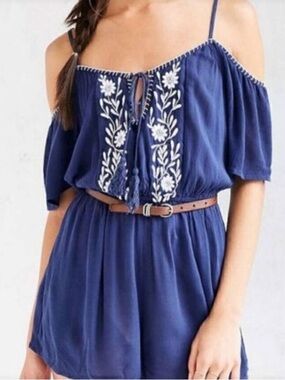 Boho E Hanger M Navy Blue Summer Romper [Large] - Anthropologie Brand